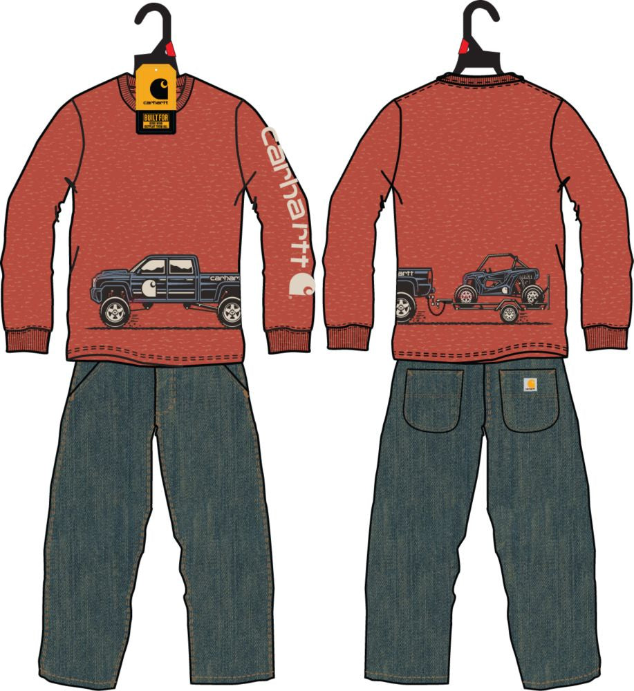 Carhartt Long-Sleeve Truck Graphic T-Shirt and Denim Pant Set Toddler