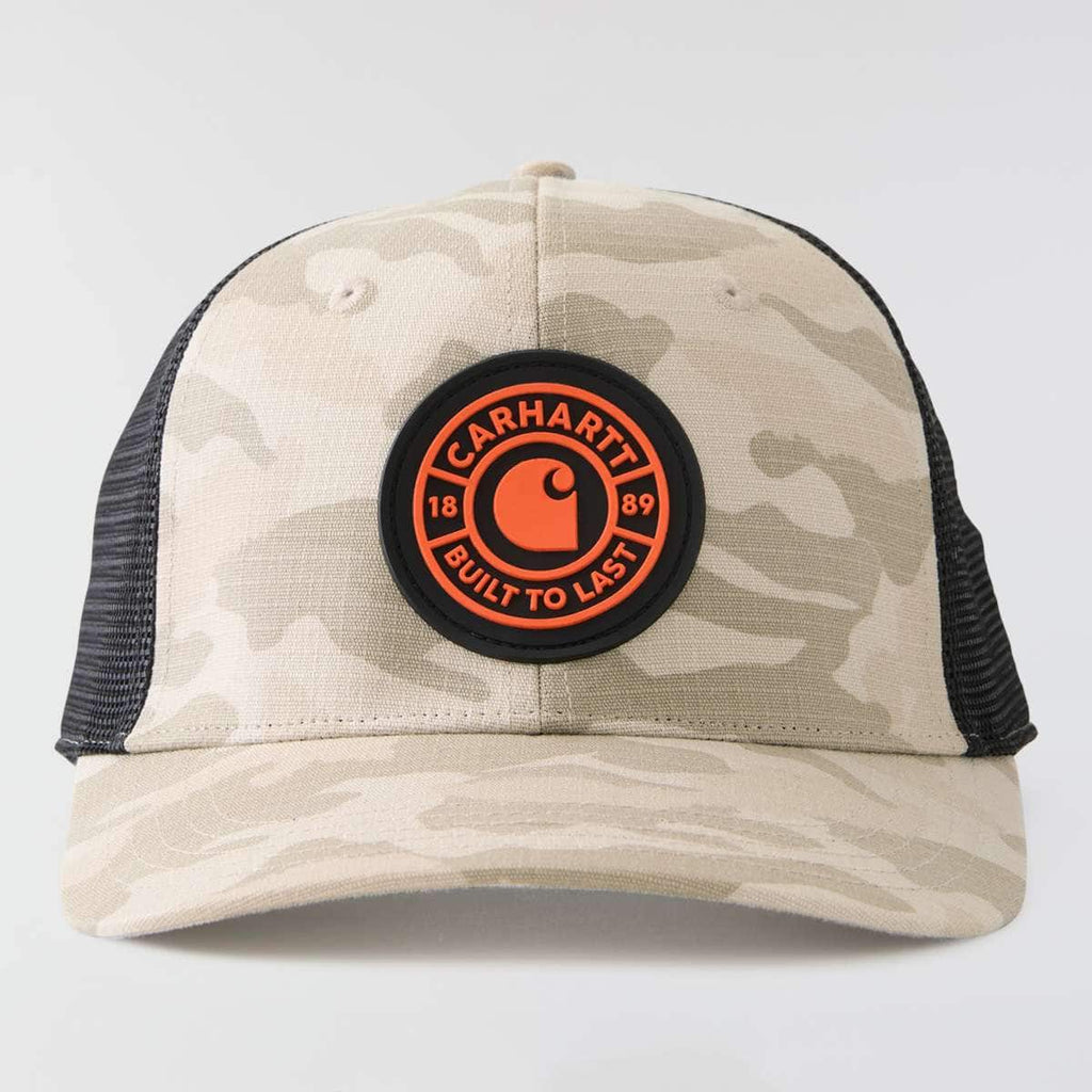 Carhartt 107342 Oakland Built To Last Camo Cap — Fossil Tan Camo, front view