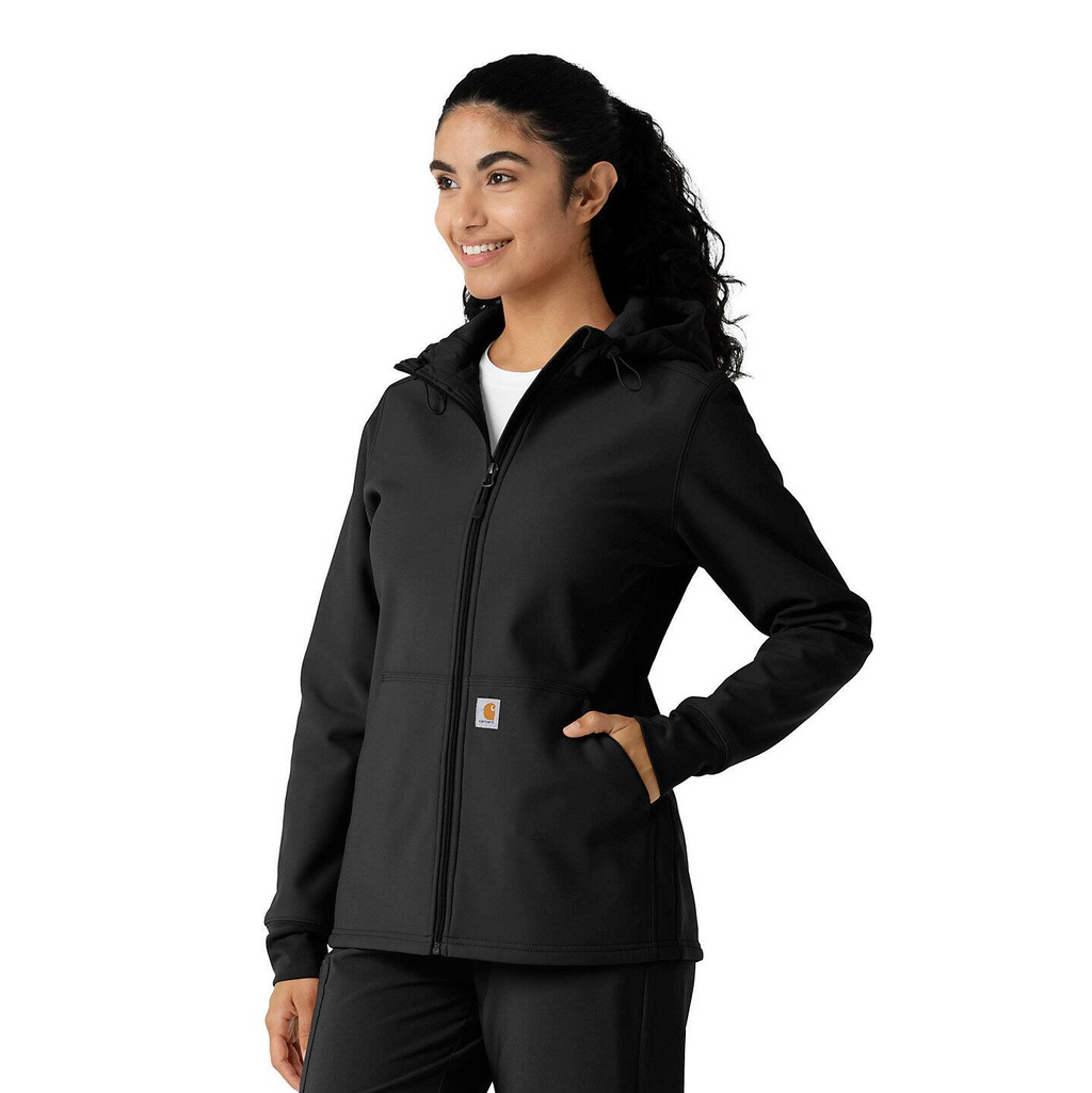 Carhartt Women's Bonded Fleece Scrub Hoodie — Black, manufacturer product photo