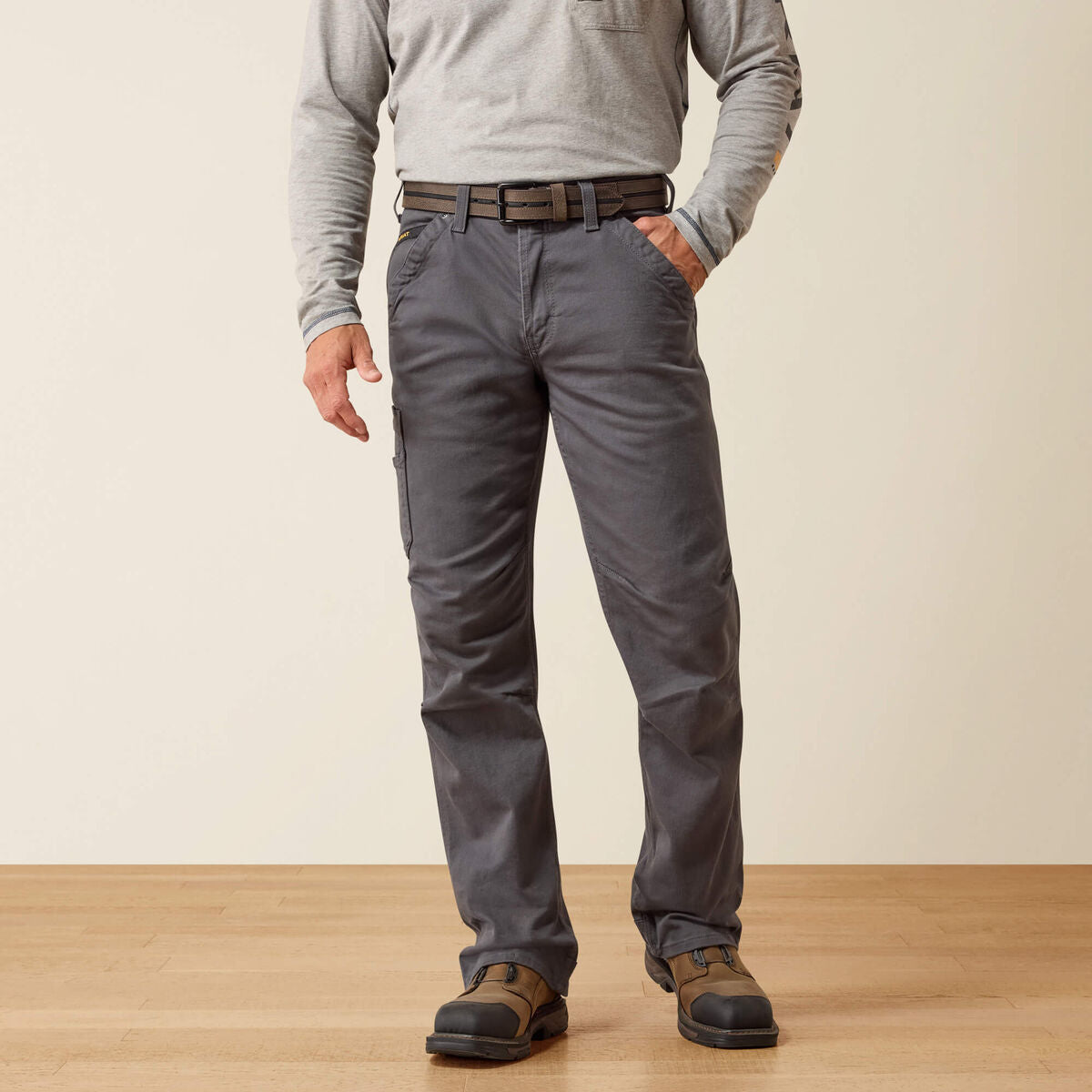 Ariat Rebar M4 Relaxed DuraStretch Washed Twill Dungaree Boot Cut Pant — Rebar Gray, manufacturer product image
