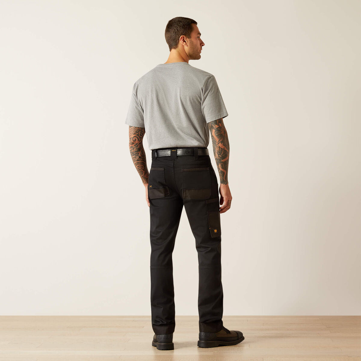 Ariat Rebar M8 Modern DuraStretch Cargo Pant — Black, manufacturer back view