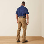 Ariat Rebar M4 Relaxed DuraStretch Washed Twill Dungaree Boot Cut Pant — Field Khaki, manufacturer back view