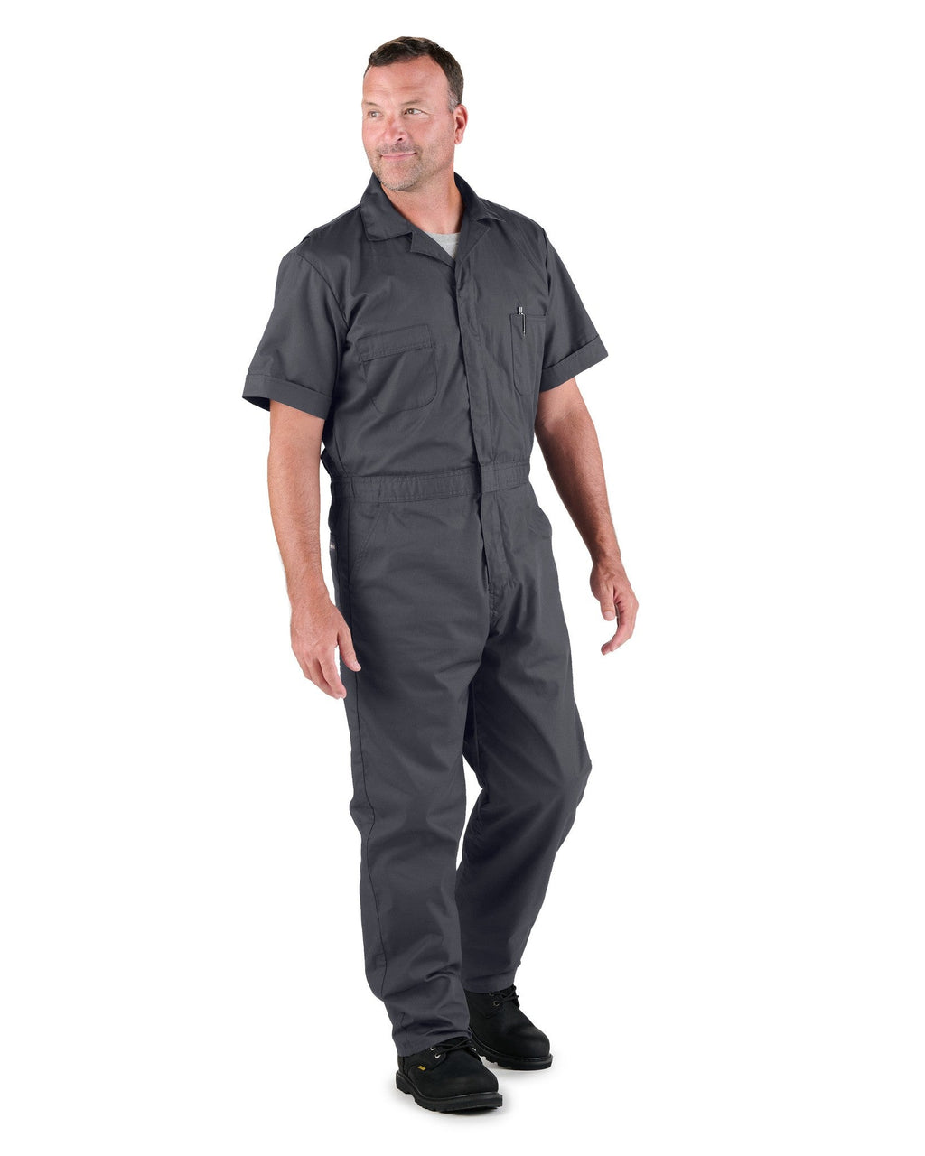 Berne Heritage Short Sleeve Poplin Coveralls — Charcoal, manufacturer product image