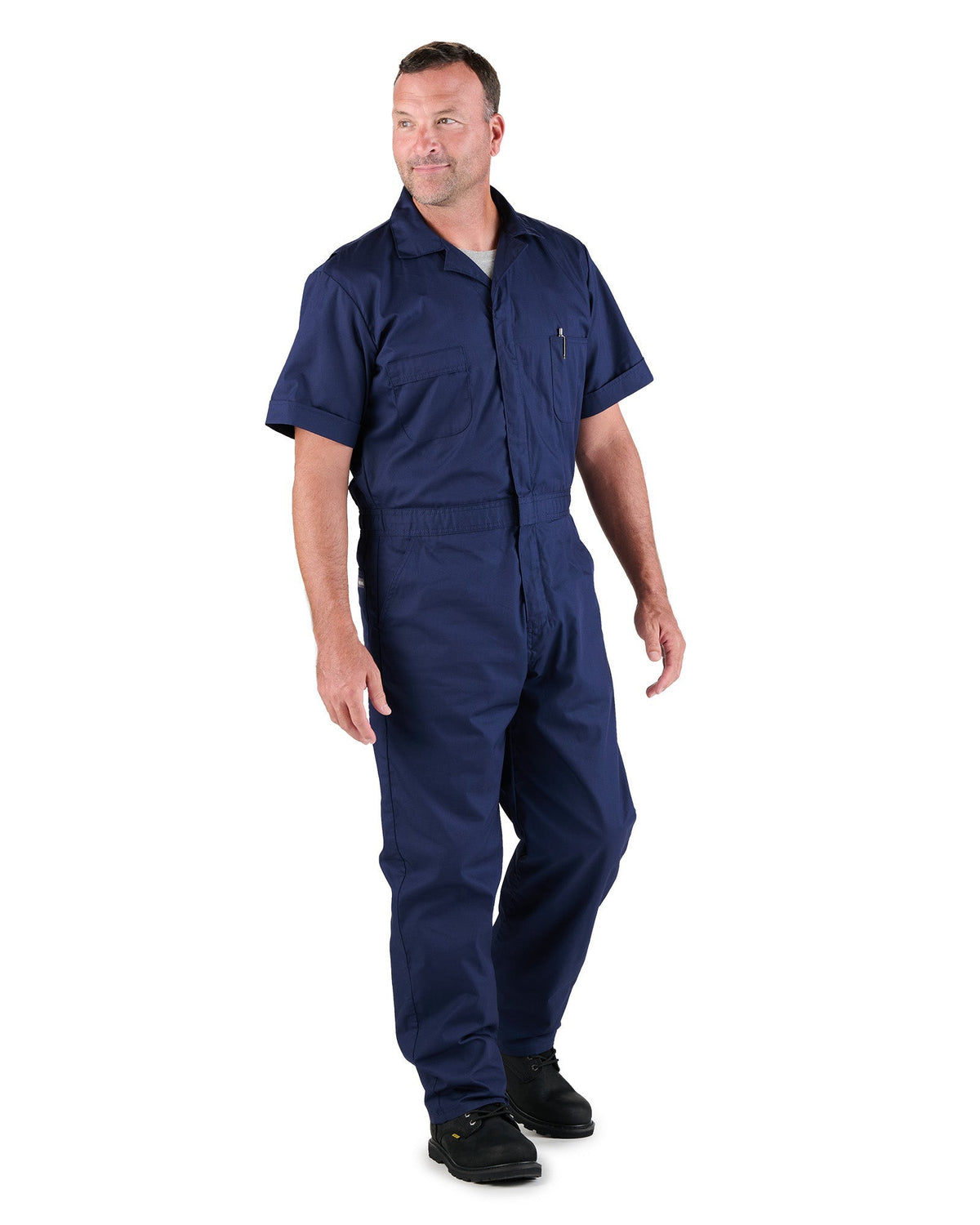 Berne Heritage Short Sleeve Poplin Coveralls — Navy, manufacturer product image