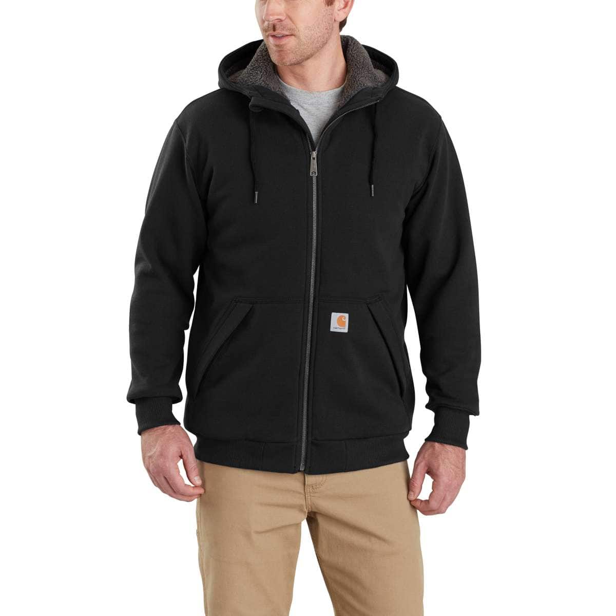 Carhartt Rockland Sherpa Lined Hooded Sweatshirt — 001-Black, manufacturer product photo