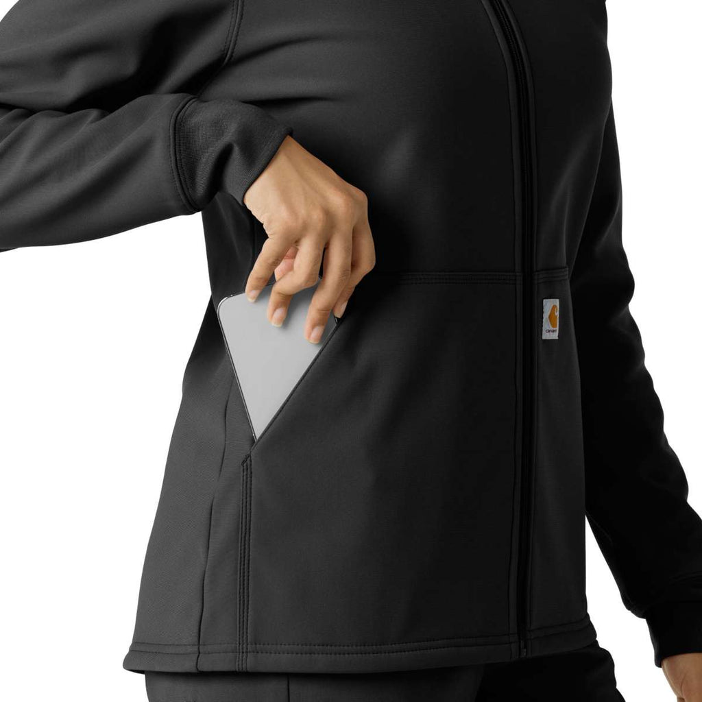Carhartt Women's Bonded Fleece Scrub Hoodie — Black, additional manufacturer view