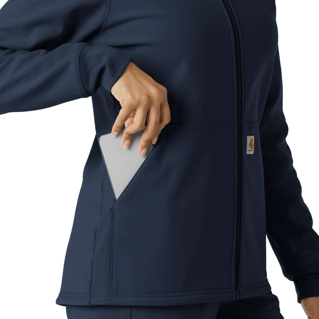 Carhartt Women's Bonded Fleece Scrub Hoodie — Navy, additional manufacturer view