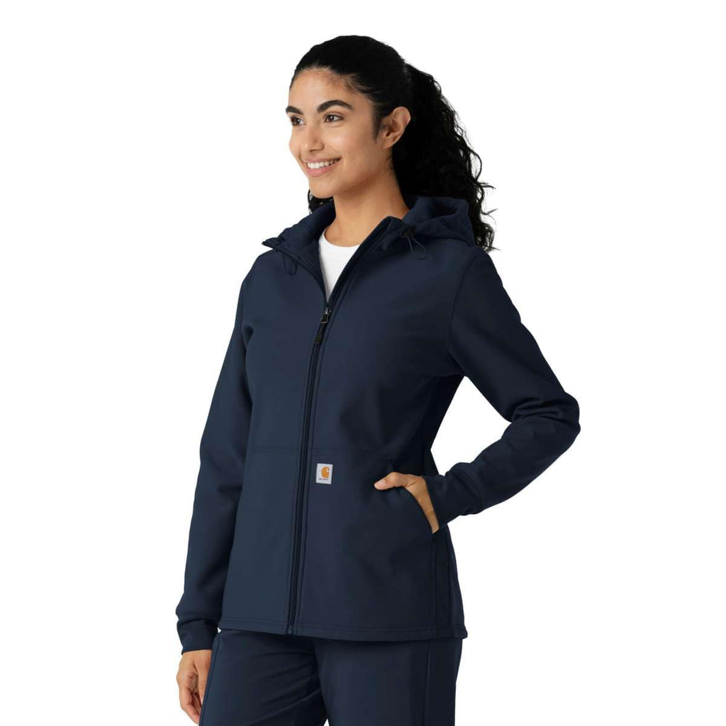 Carhartt Women's Bonded Fleece Scrub Hoodie — Navy, manufacturer product photo