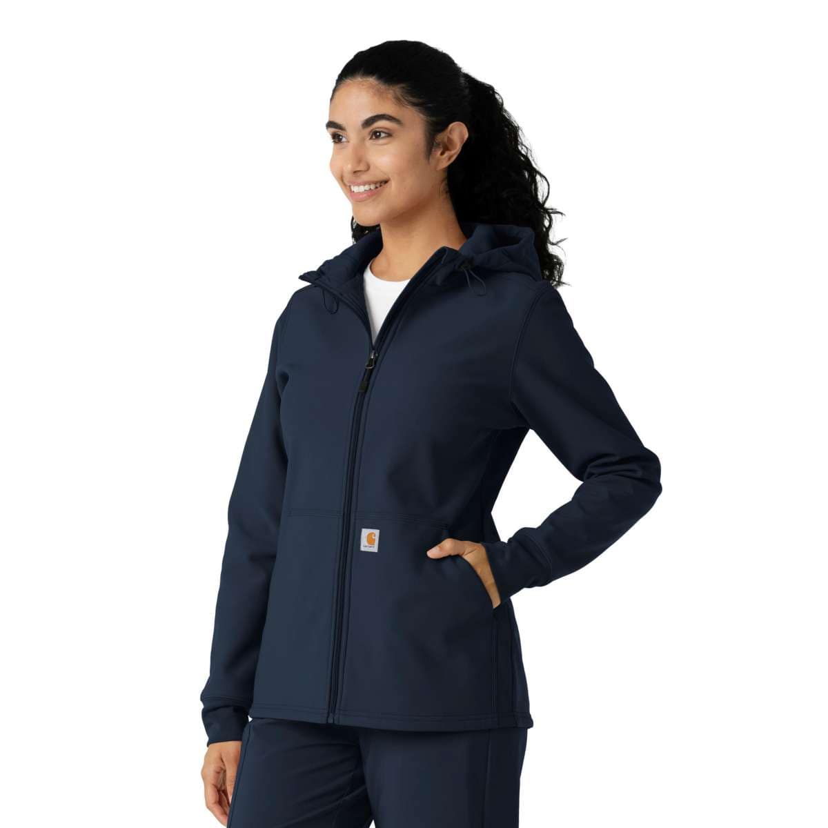 Carhartt Women's Bonded Fleece Scrub Hoodie — Navy, manufacturer product photo