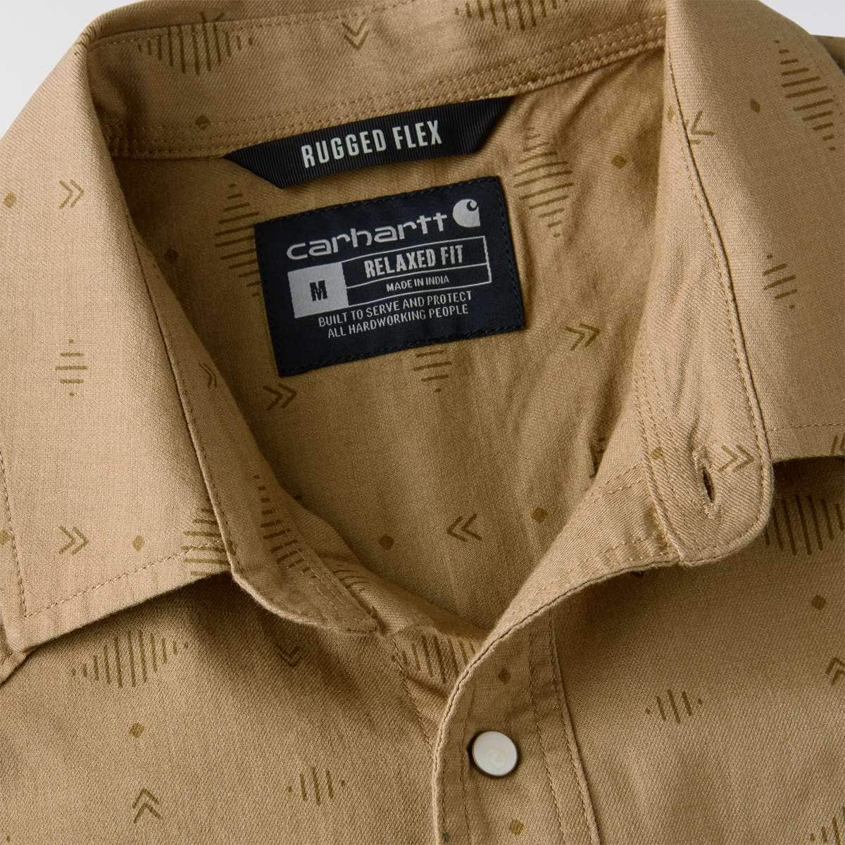 Carhartt Montana Rugged Flex™ Relaxed Fit Lightweight Long-Sleeve Snap-Front Plaid Shirt 26' — BF0- Night Fatigue Geo Print, additional manufacturer view