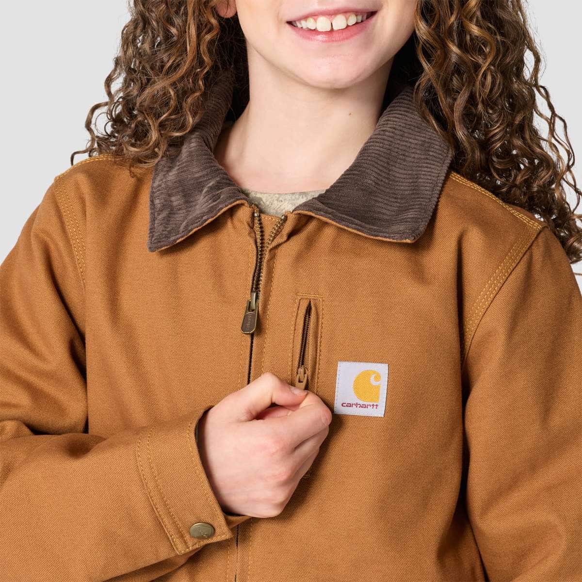 Carhartt Kids Detroit Jacket — D15-Carhartt Brown, detail