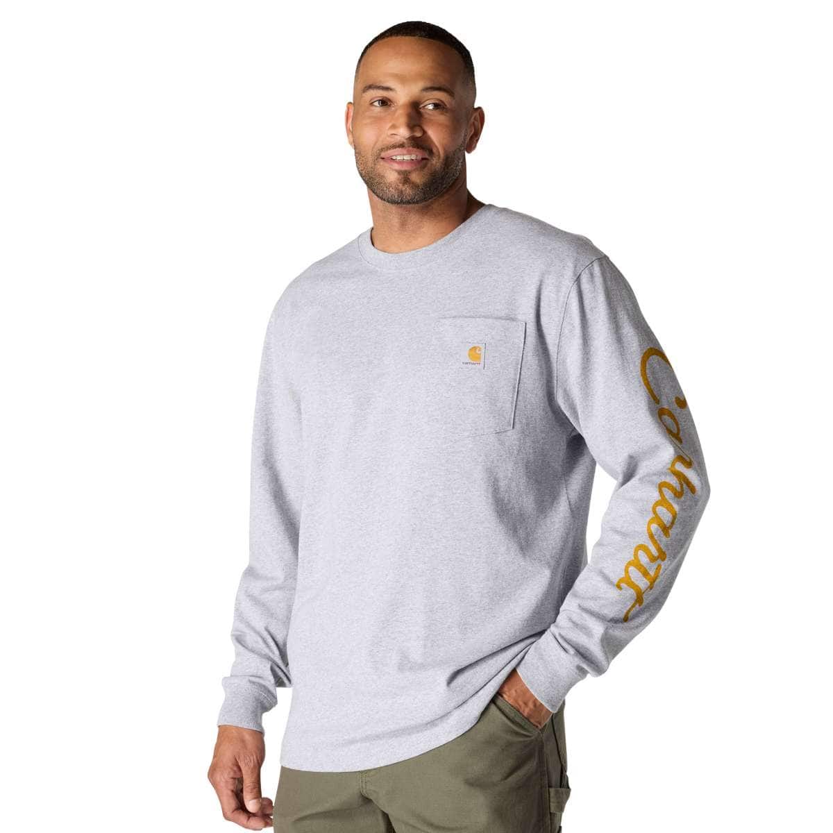 Carhartt Loose Fit Heavyweight Long-Sleeve Pocket Dog Graphic T-Shirt — HGY-Heather Grey, additional manufacturer view