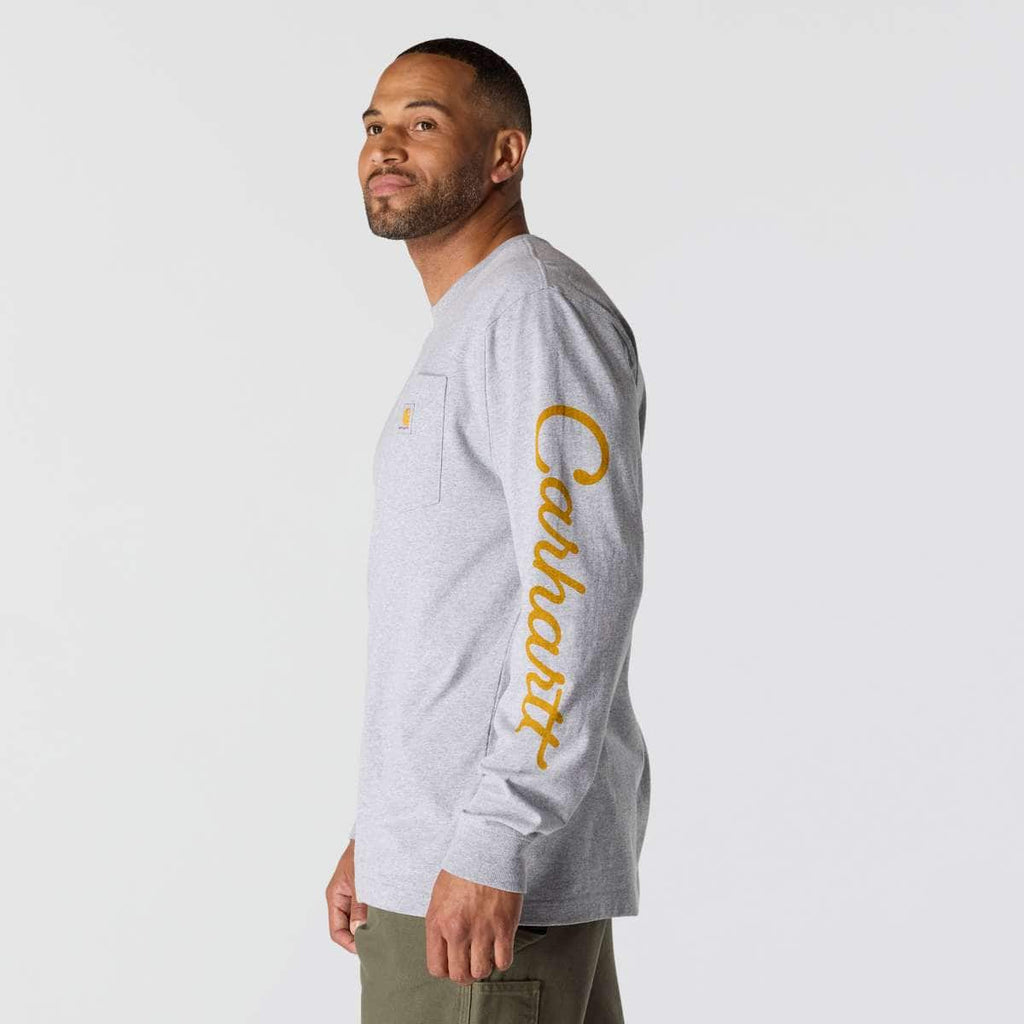 Carhartt Loose Fit Heavyweight Long-Sleeve Pocket Dog Graphic T-Shirt — HGY-Heather Grey, additional manufacturer view
