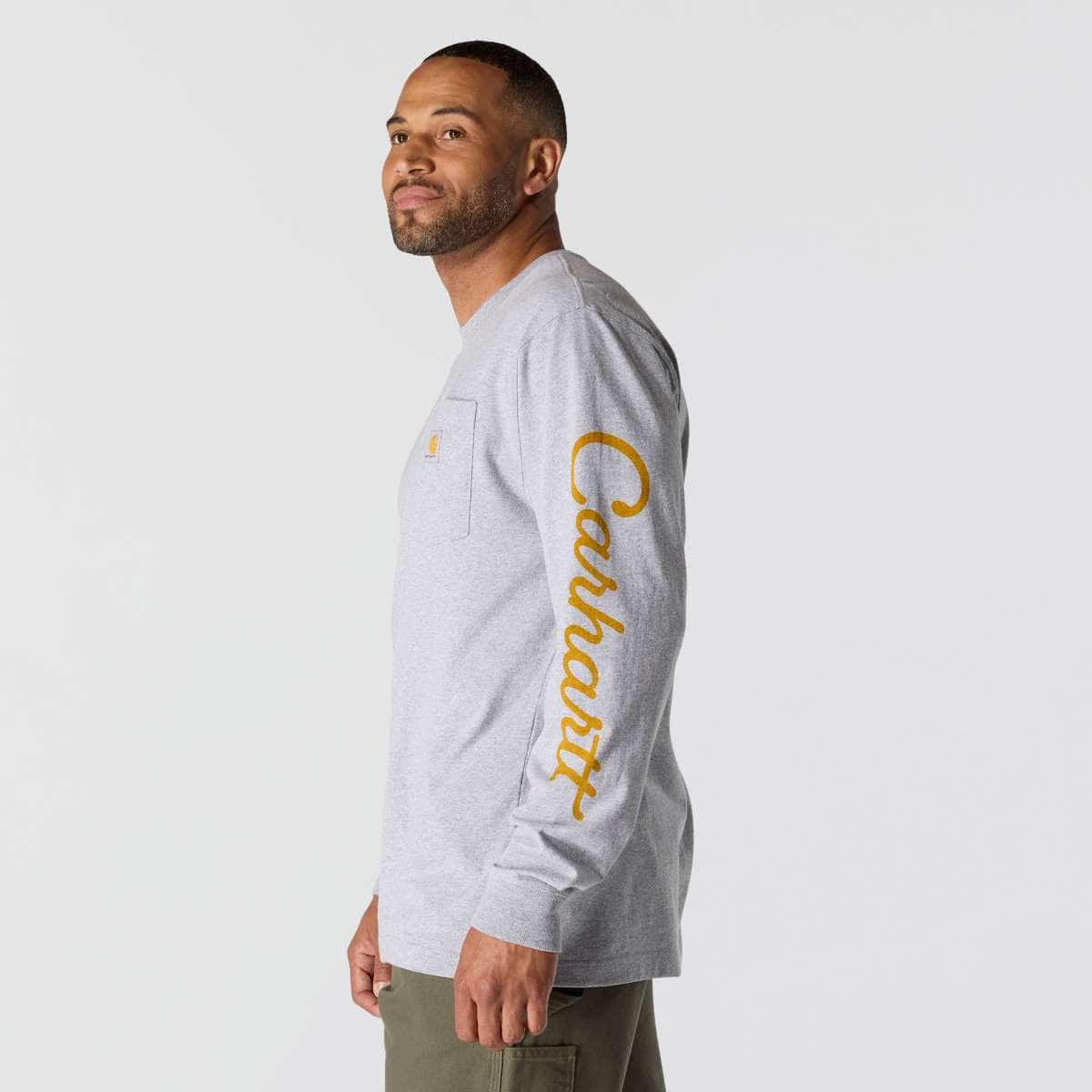 Carhartt Loose Fit Heavyweight Long-Sleeve Pocket Dog Graphic T-Shirt — HGY-Heather Grey, additional manufacturer view