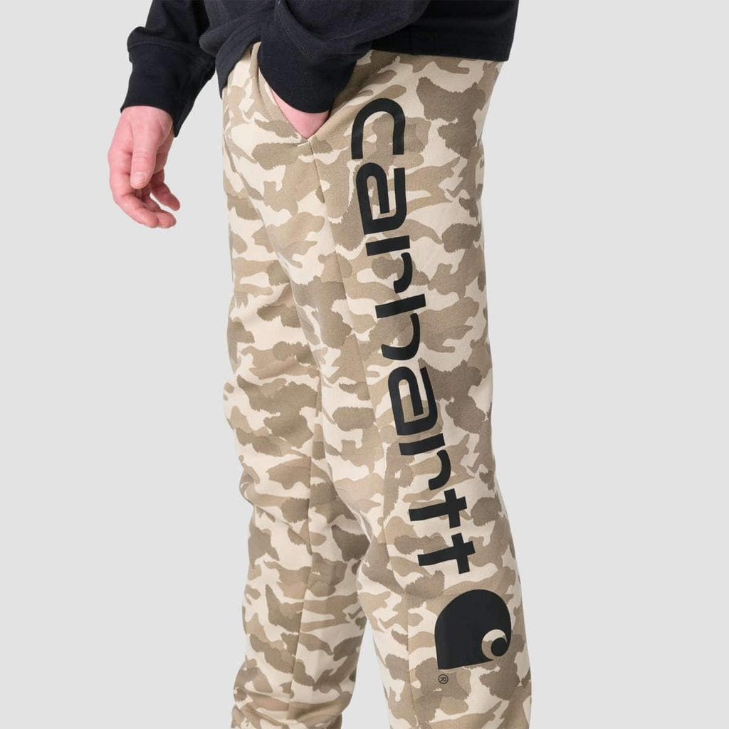 Carhartt Kids Fleece Sand Camo Logo Sweatpant (Youth) — Sand-CT57, detail