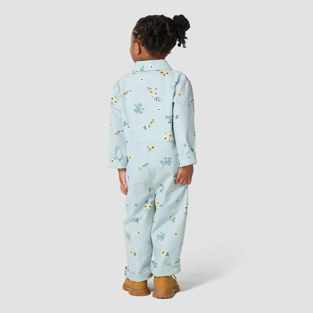 Carhartt Kids Girls Snap-Front Canvas Printed Coveralls — B351-Blue Haze, back