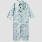 Carhartt Kids Girls Snap-Front Canvas Printed Coveralls — B351-Blue Haze, front product view