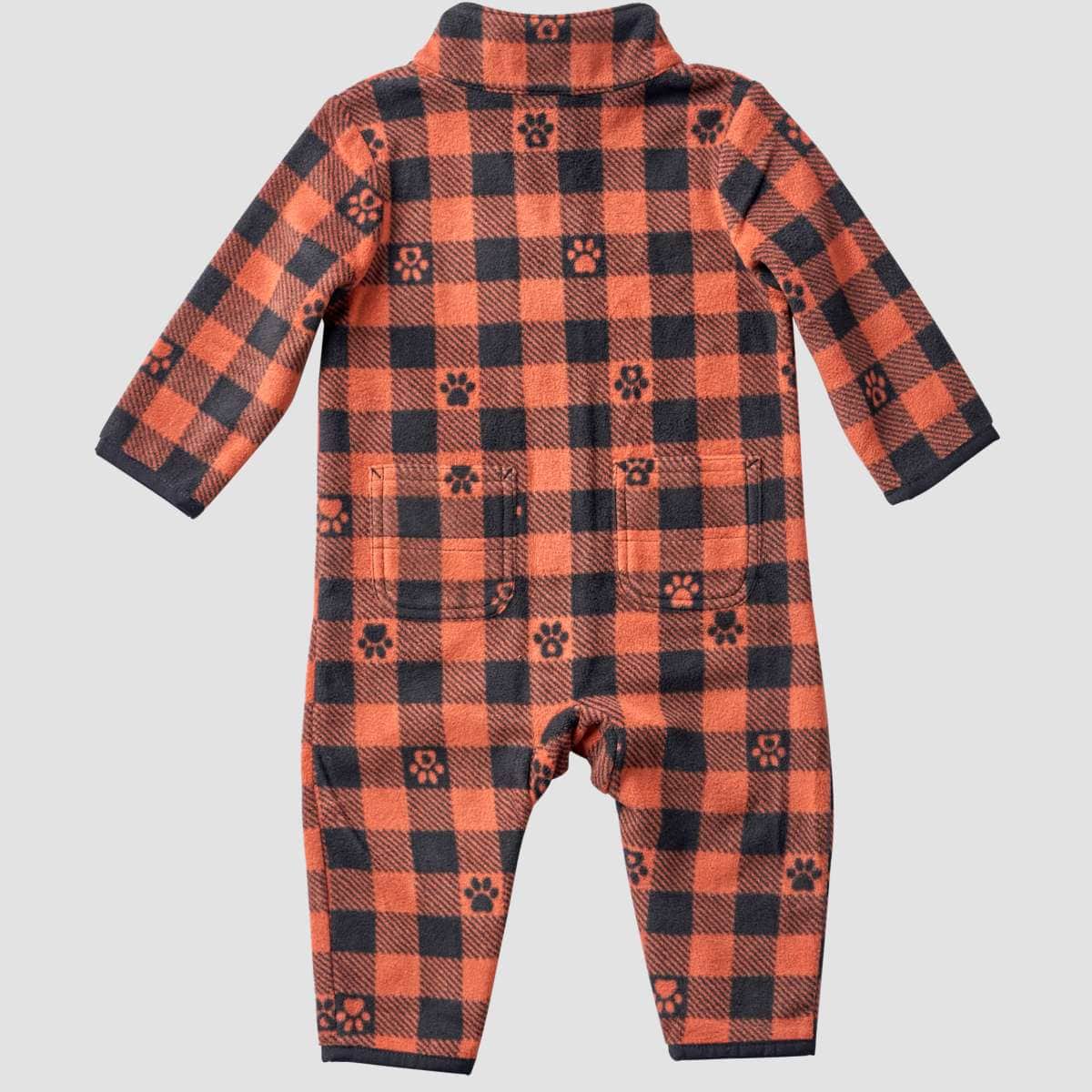 Carhartt Kids Zip-Front Micro Fleece Printed Coverall — RG0-Burnt Brick, back
