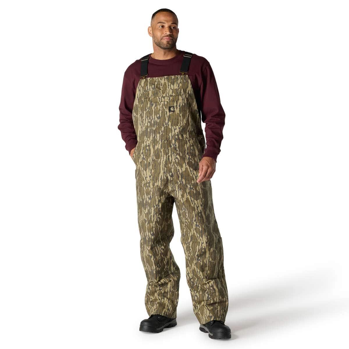 Carhartt Rugged Flex Duck Loose Fit Insulated Camo Bib Overall — Mossy Oak Bottomland Camo, manufacturer product photo