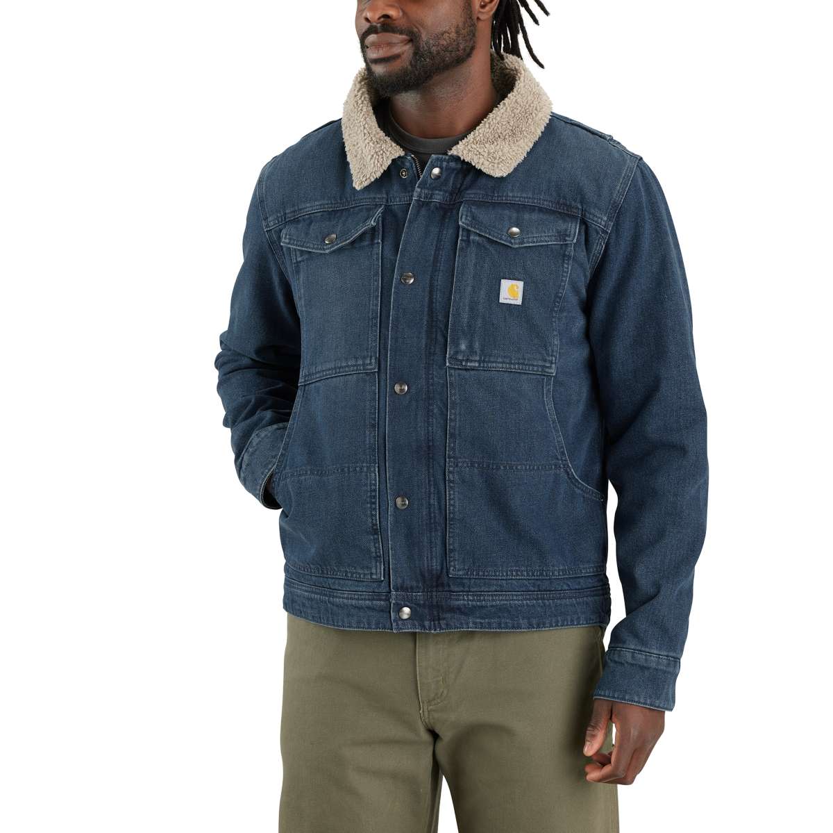 Carhartt Relaxed Fit Denim Sherpa-Lined Jacket — Beech, manufacturer product photo