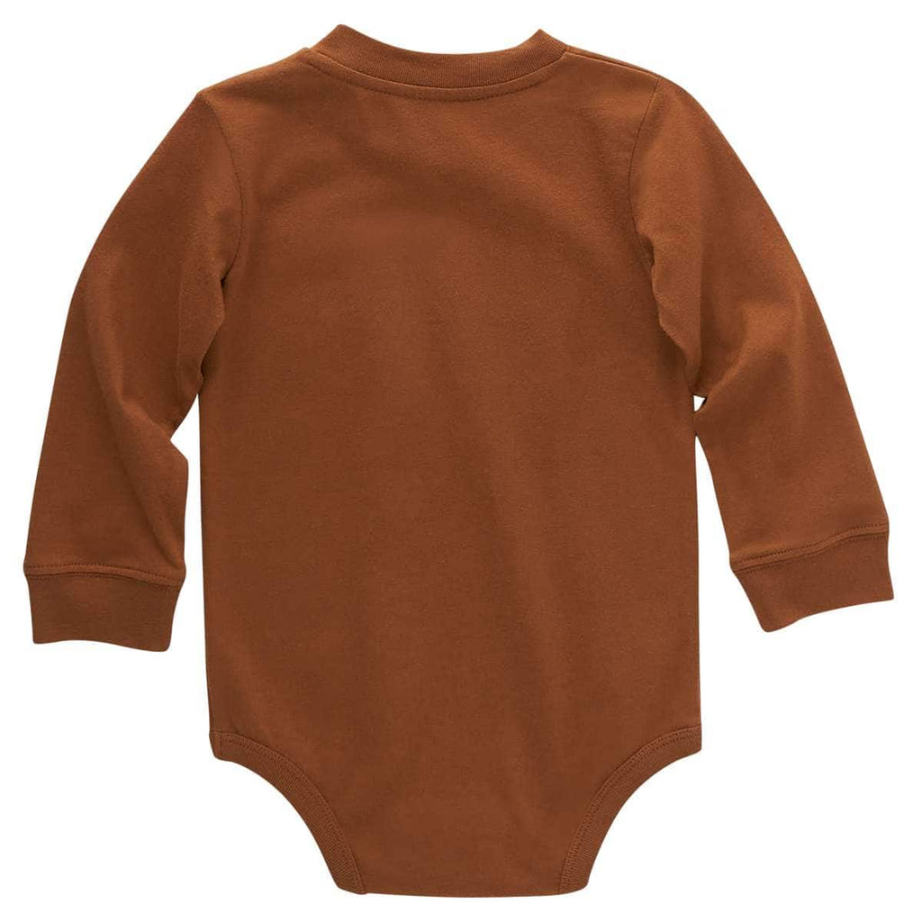 Carhartt Kids Long Sleeve Pocket Bodysuit — Brown-D15, back
