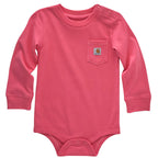 Carhartt Kids Long Sleeve Pocket Bodysuit — Med Pink-P391, product photograph