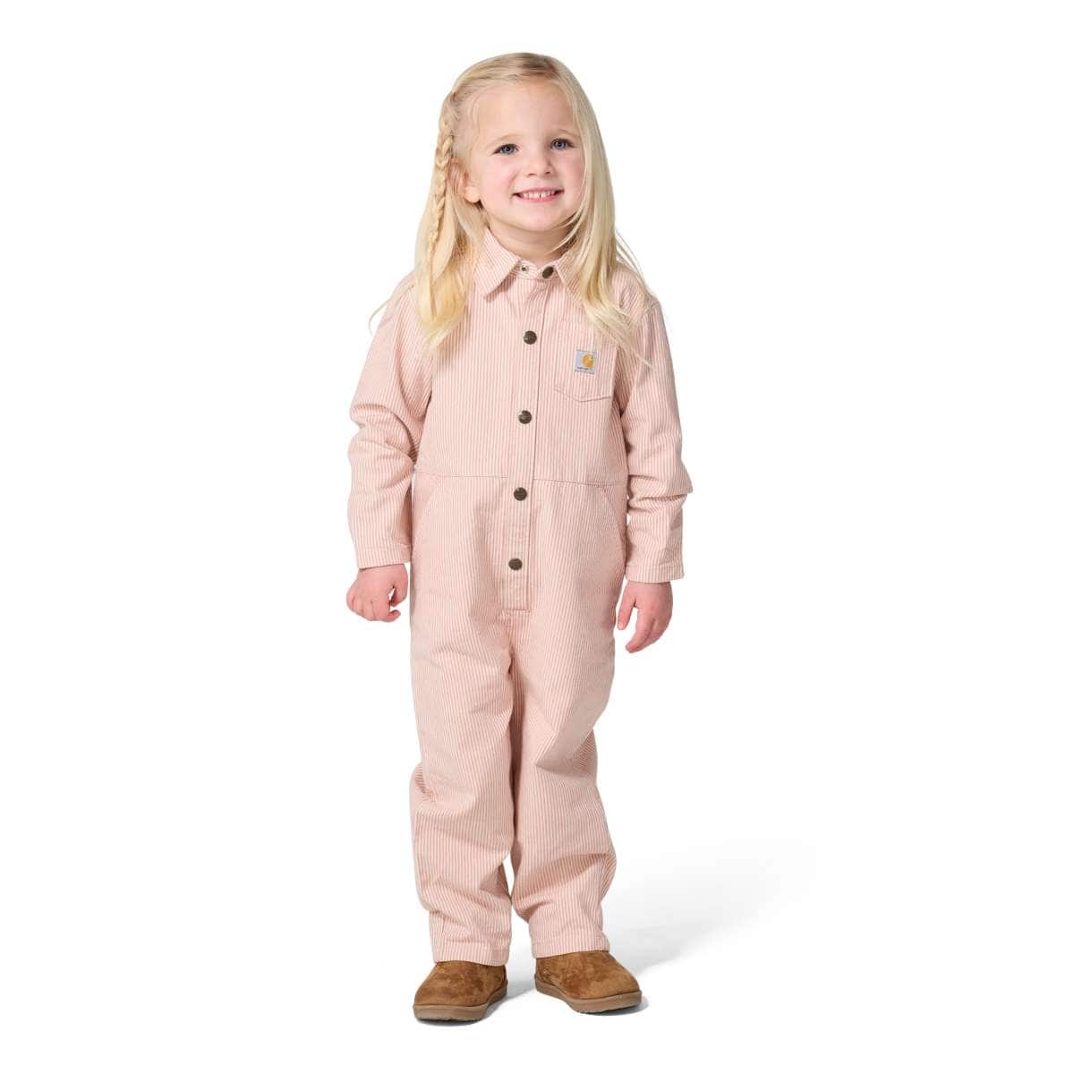 Carhartt Kids Snap-Front Twill Stripe Coverall — CP54-Dusty Pink, product photograph