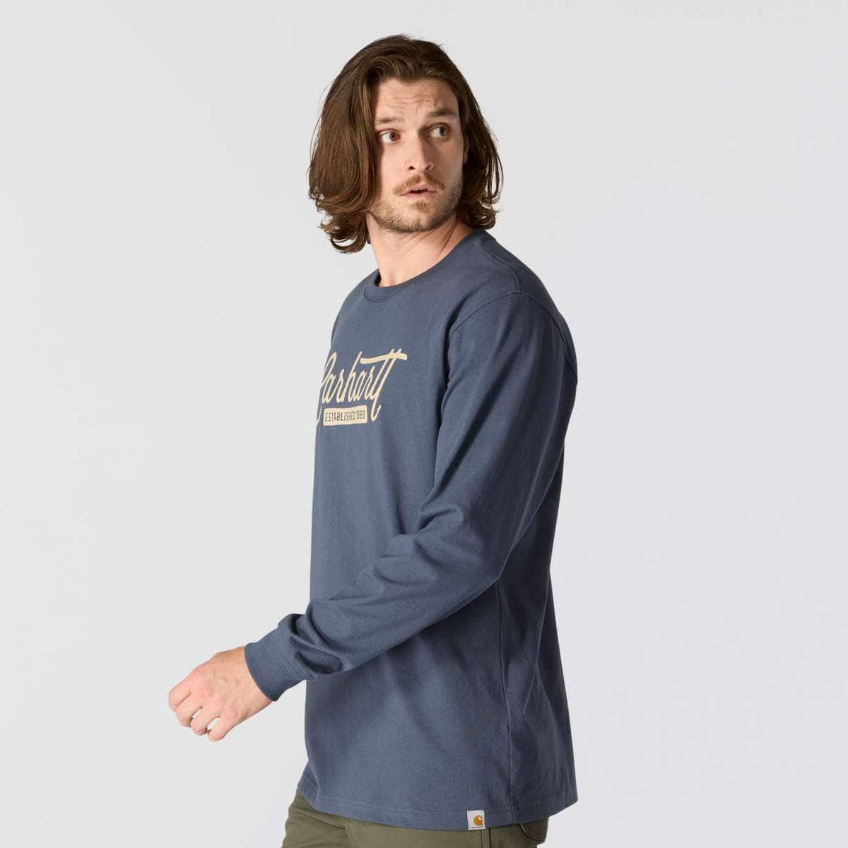 Carhartt Loose Fit Heavyweight Long-Sleeve Script Graphic T-Shirt — BLS-Bluestone, additional manufacturer view