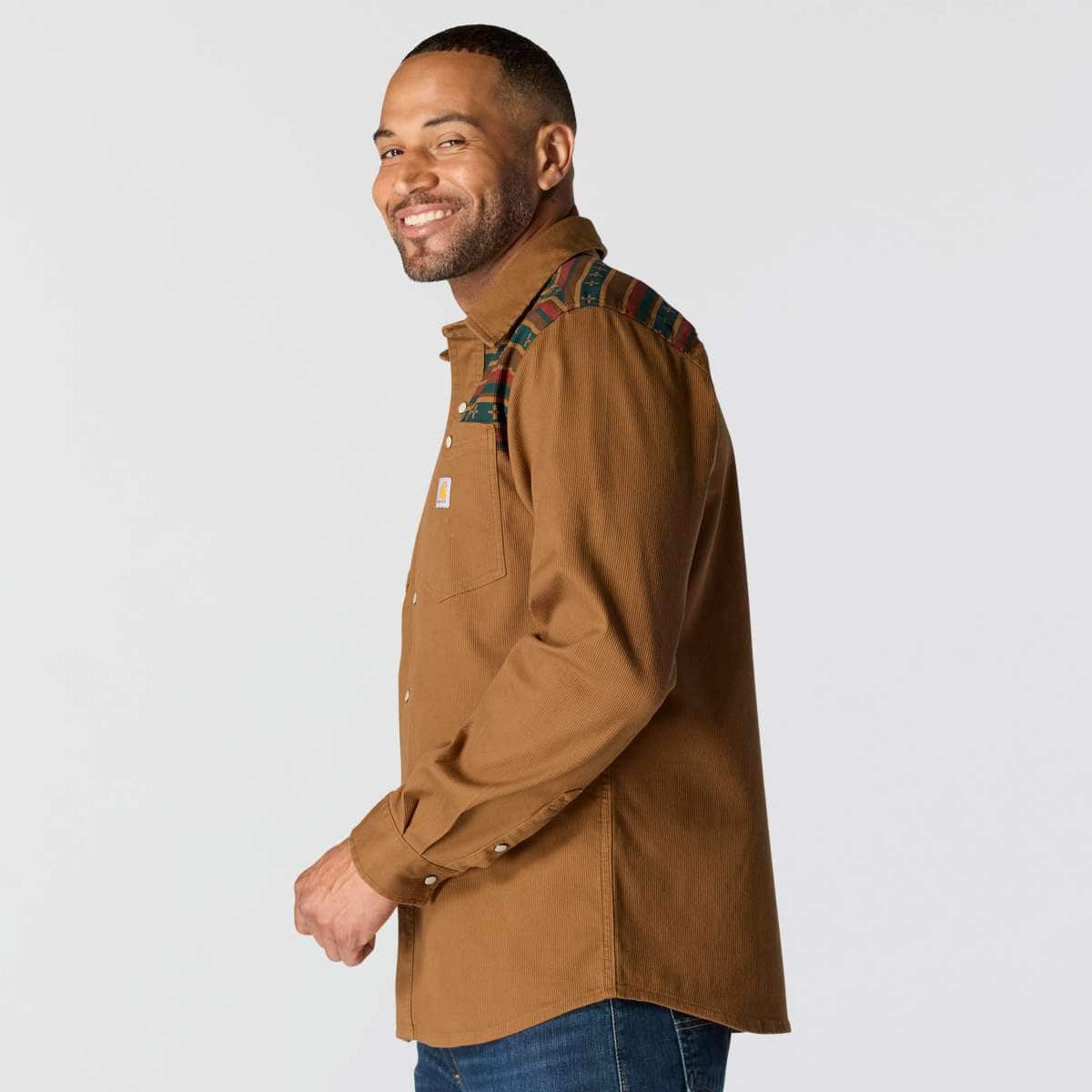 Carhartt Montana Rugged Flex™ Relaxed Fit Corduroy Long-Sleeve Shirt — BRN-Carhartt Brown, additional manufacturer view