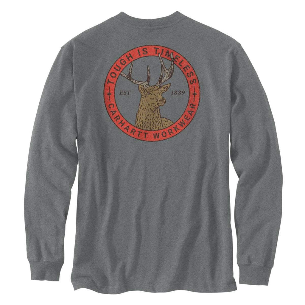 Carhartt Irvine Relaxed Deer Badge Long-Sleeve T-Shirt — E87-Weathered Ash Heather, additional manufacturer view