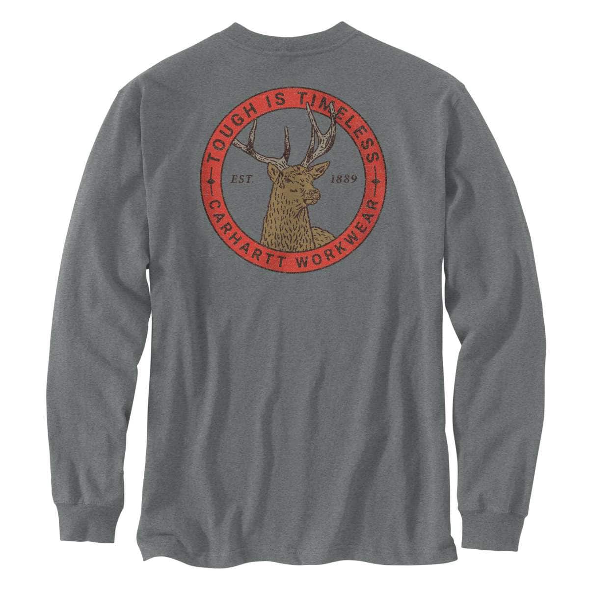 Carhartt Irvine Relaxed Deer Badge Long-Sleeve T-Shirt — E87-Weathered Ash Heather, additional manufacturer view