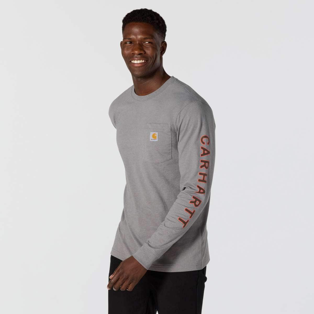 Carhartt Irvine Relaxed Deer Badge Long-Sleeve T-Shirt — E87-Weathered Ash Heather, additional manufacturer view