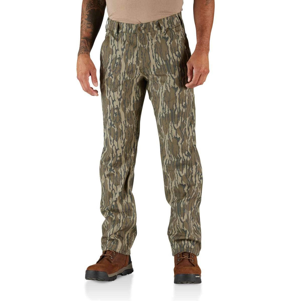 Carhartt Relaxed Straight Rugged Flex® Duck Camo Dungaree — Mossy Oak Bottomland Camo, manufacturer product photo