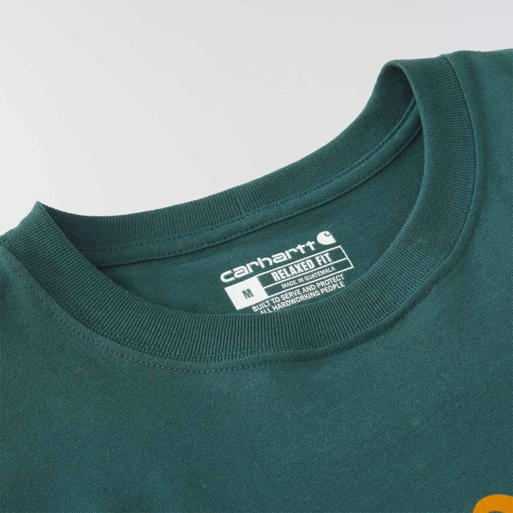 Carhartt Irvine Relaxed Script 1889 T-Shirt — HV0-Dark Harbor Teal, additional manufacturer view