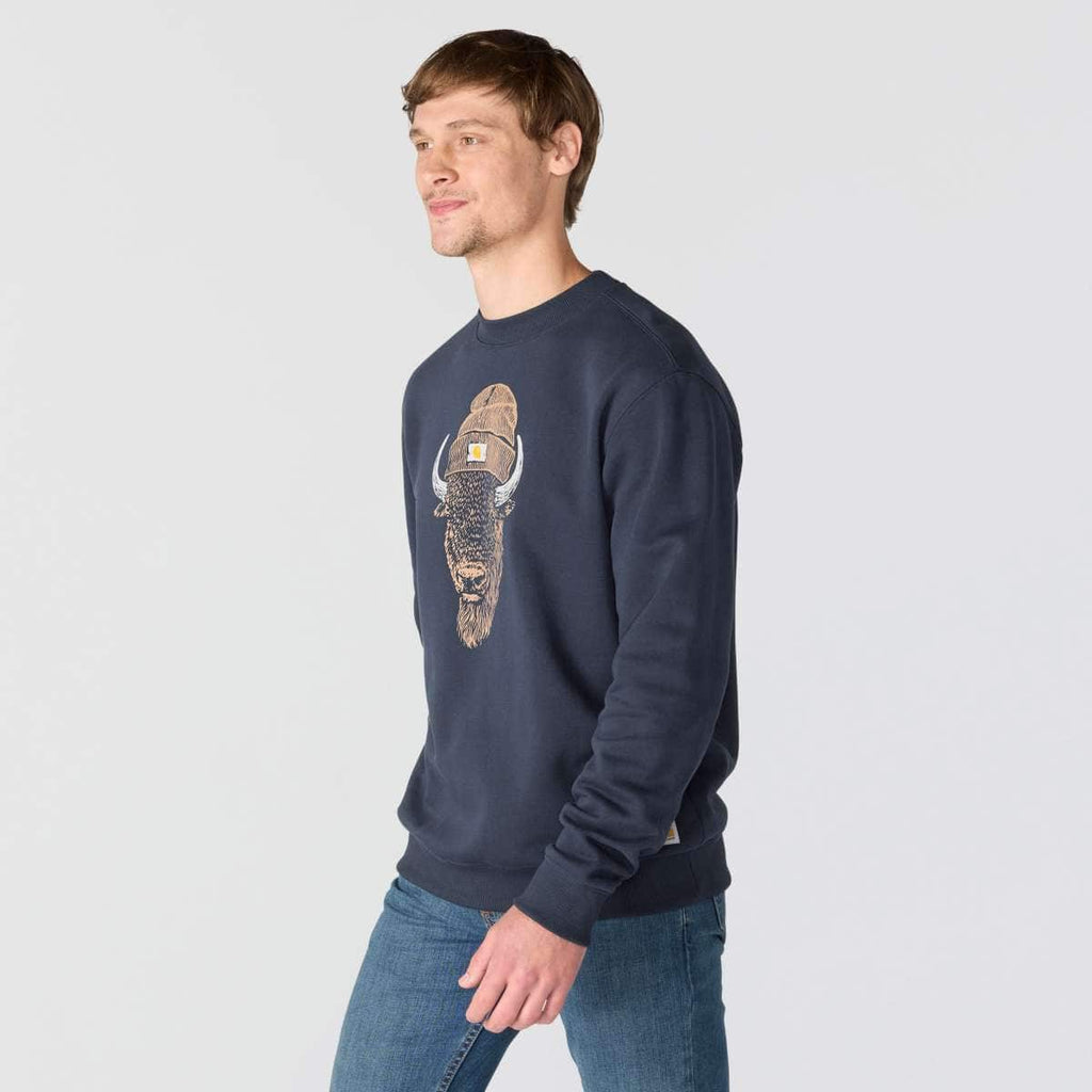 Carhartt Sawyer Bison Crewneck Sweatshirt — I26-Navy, additional manufacturer view