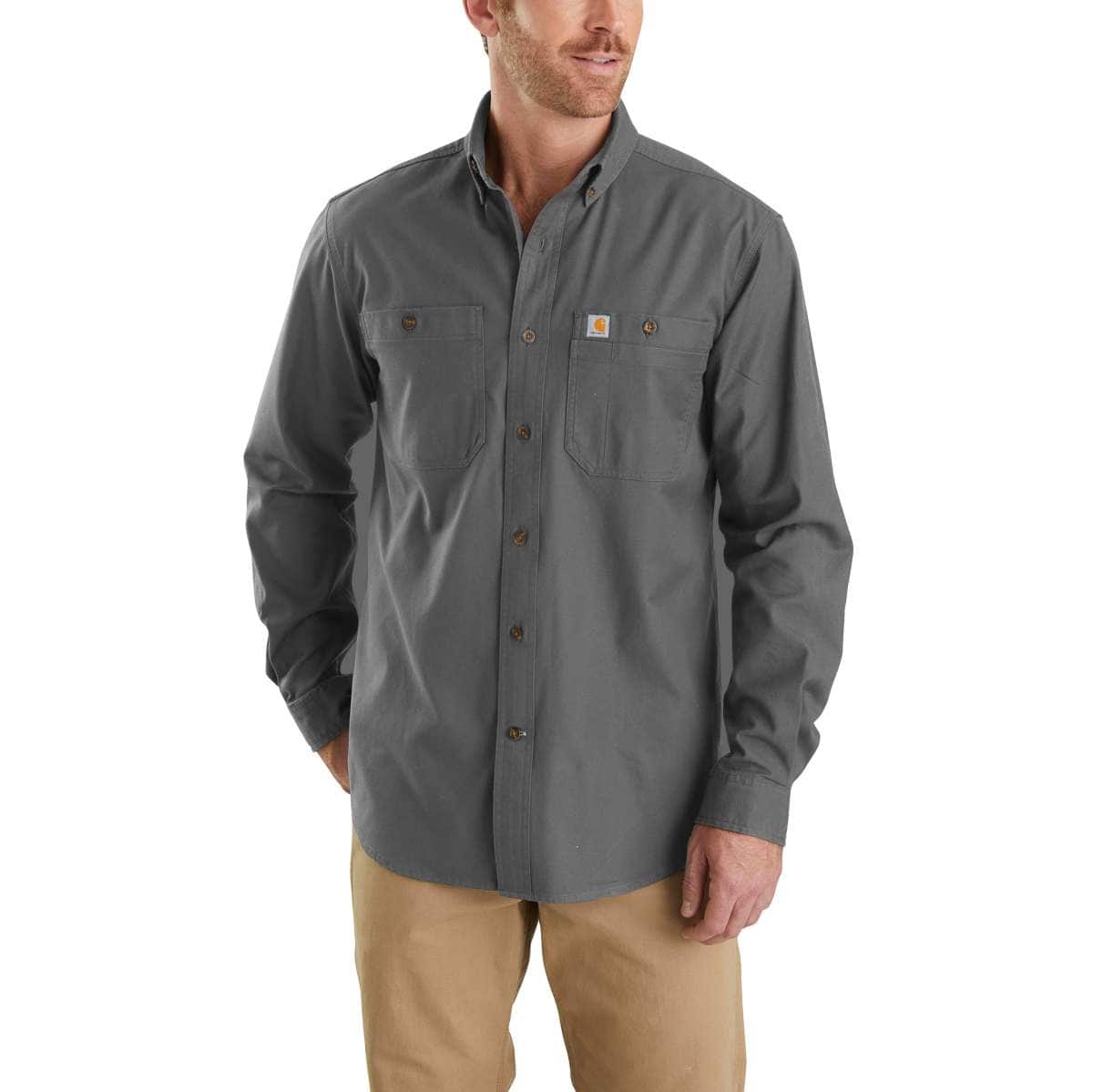Carhartt Rugged Flex® Rigby Long Sleeve Work Shirt — 039-Gravel, manufacturer product photo
