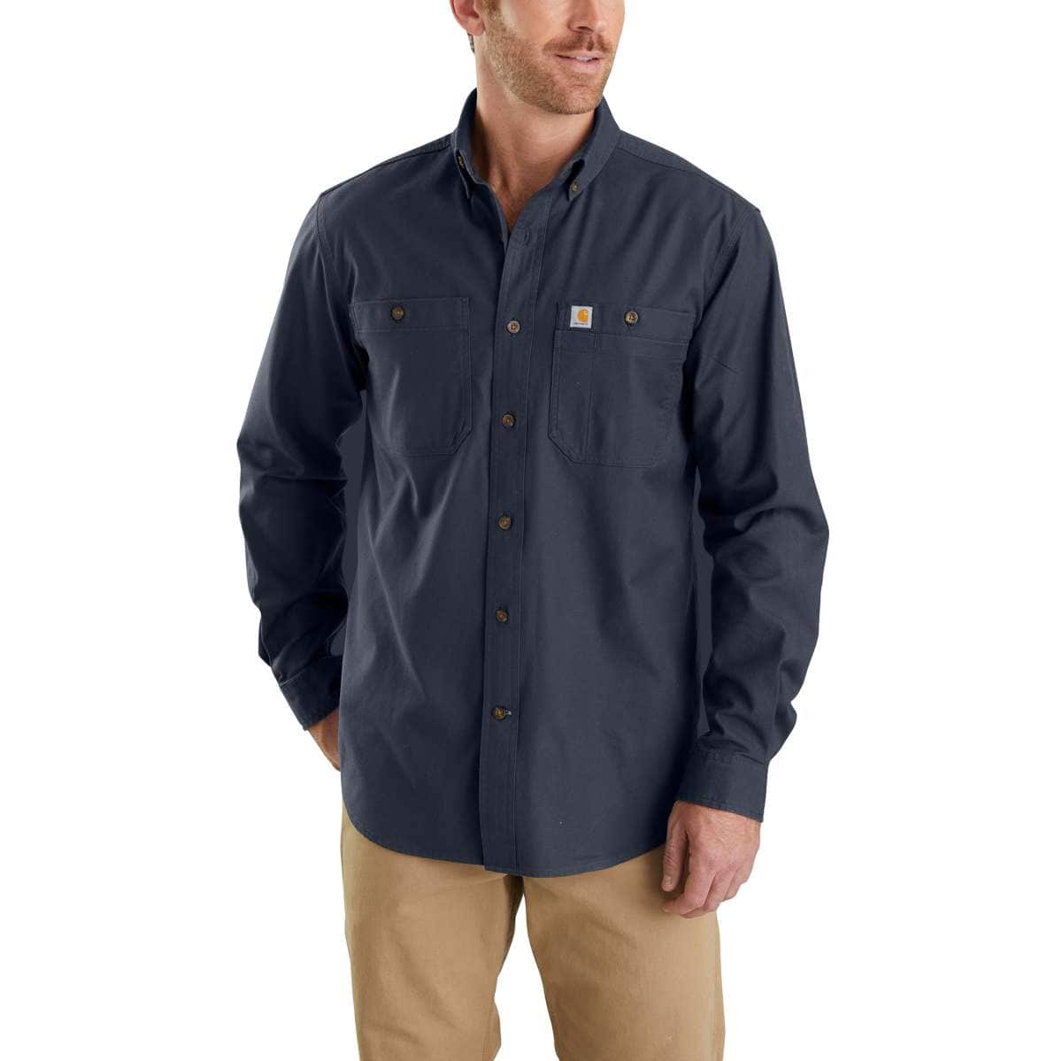 Carhartt Rugged Flex® Rigby Long Sleeve Work Shirt — 412-Navy, manufacturer product photo