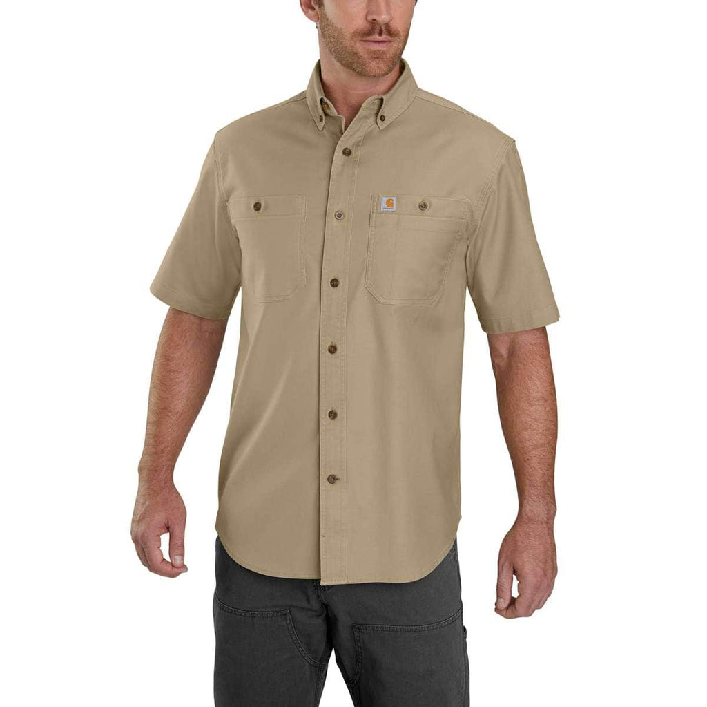Carhartt Rugged Flex® Relaxed Fit Midweight Canvas Short-Sleeve Shirt — Dark Khaki-253, manufacturer product image