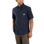 Carhartt Rugged Flex® Relaxed Fit Midweight Canvas Short-Sleeve Shirt — Navy-412, manufacturer product image
