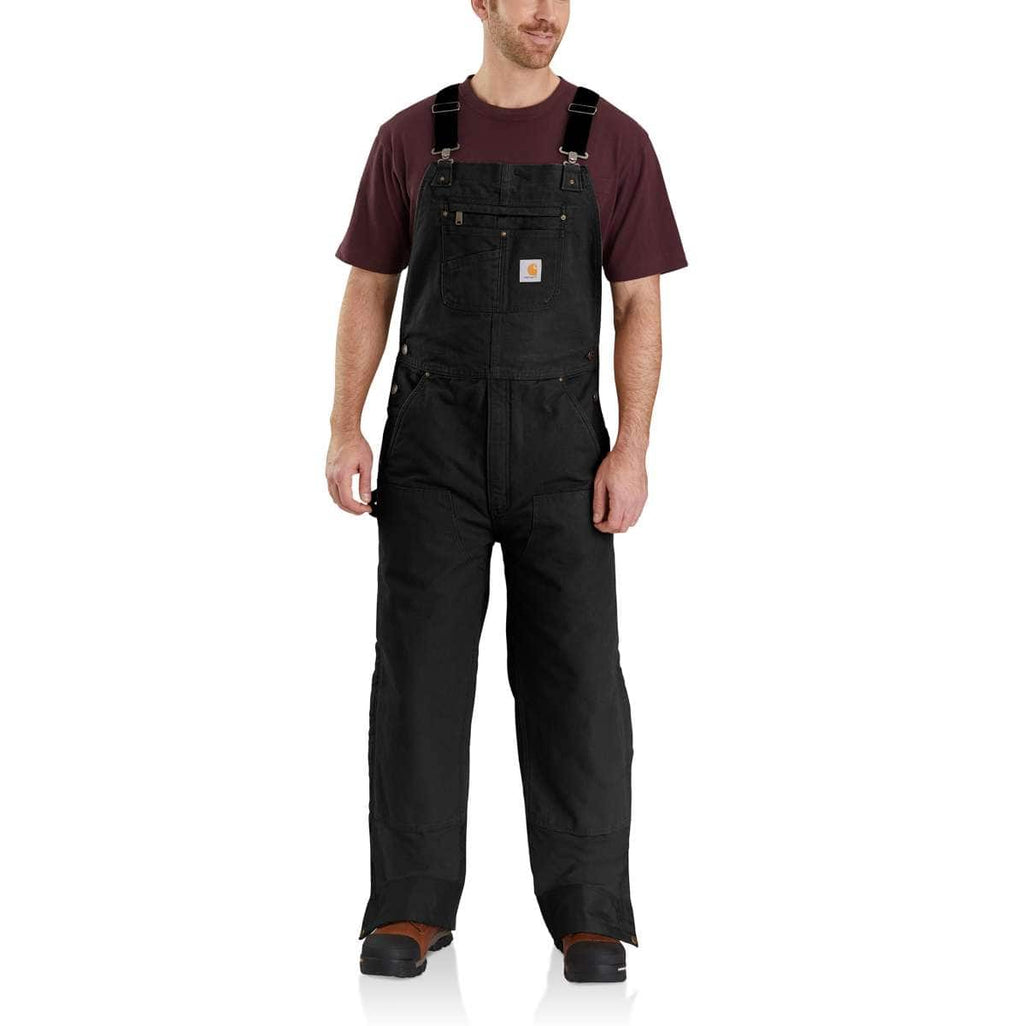 Carhartt Washed Duck Insulated Bib Overall — BLK-Black, manufacturer product photo