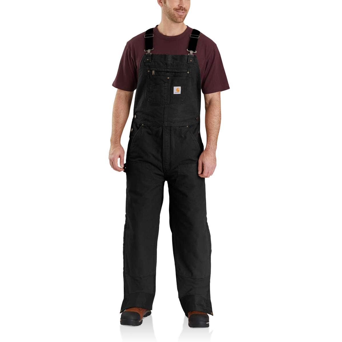 Carhartt Washed Duck Insulated Bib Overall — BLK-Black, manufacturer product photo