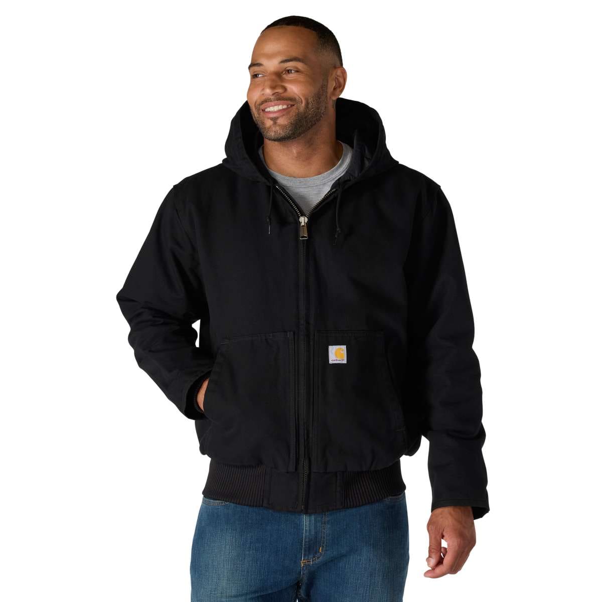 Carhartt Washed Duck Insulated Active Jac — BLK-Black, manufacturer product photo