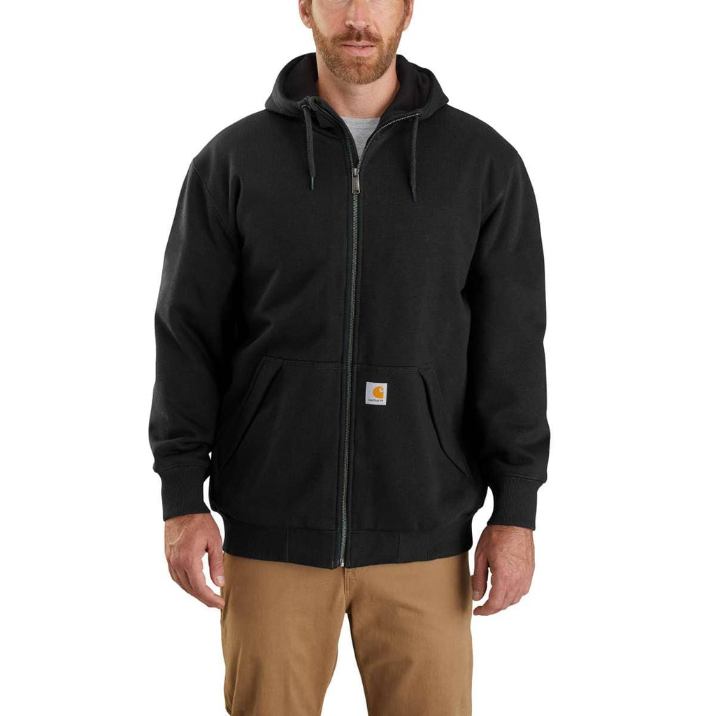 Carhartt Rain Defender® Loose Fit Midweight Thermal-Lined Full-Zip Sweatshirt — 001-Black, manufacturer product photo