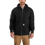 Carhartt Rain Defender® Loose Fit Midweight Thermal-Lined Full-Zip Sweatshirt — 001-Black, manufacturer product photo