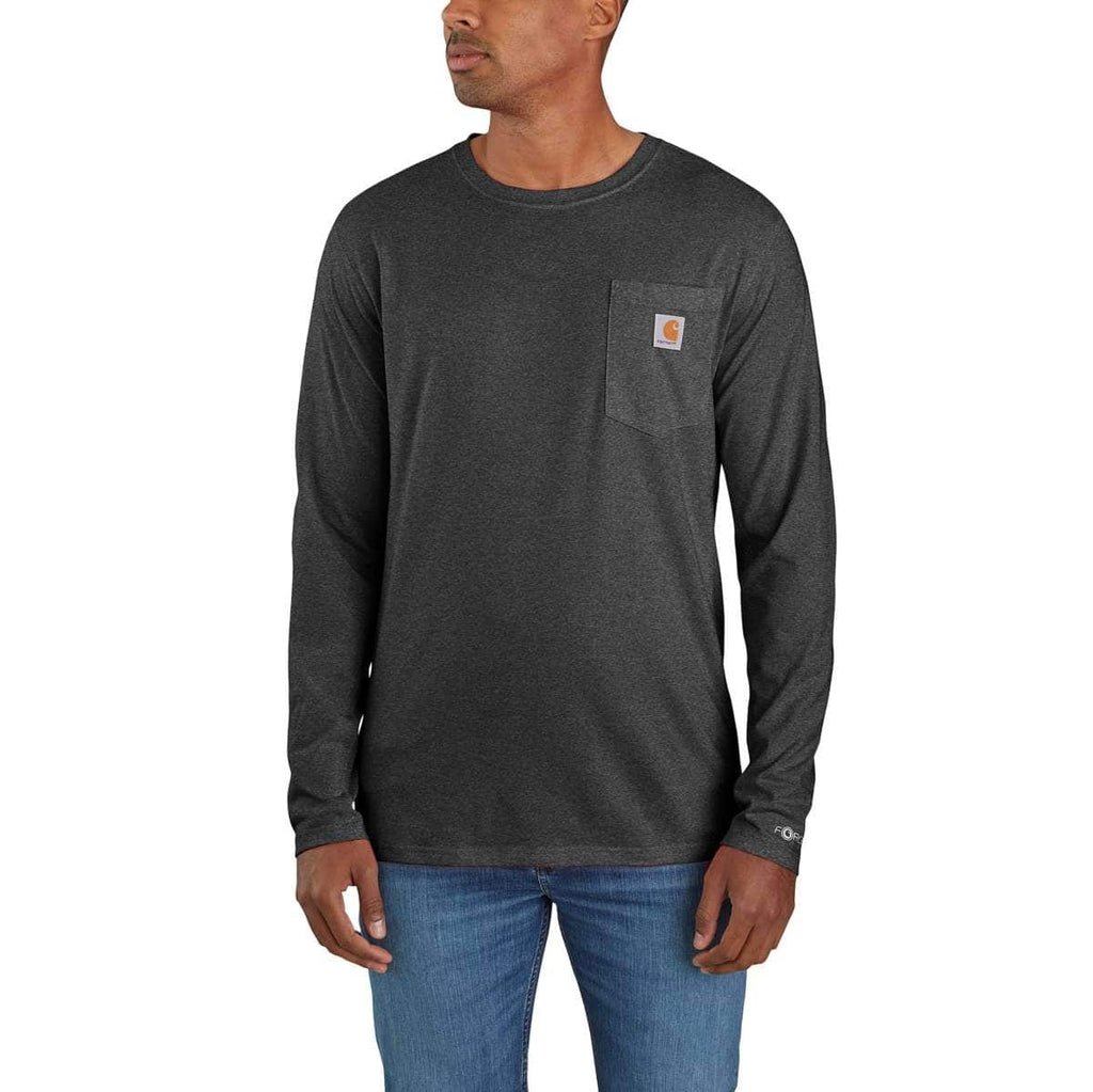 Carhartt Force Long Sleeve Pocket T-Shirt — CRH-Carbon Heather, manufacturer product image