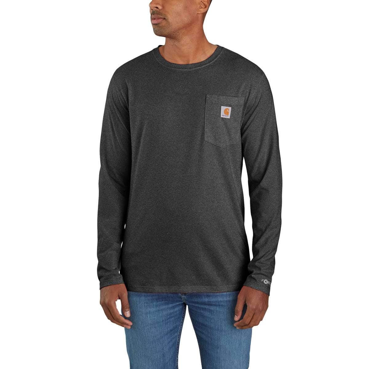 Carhartt Force Long Sleeve Pocket T-Shirt — CRH-Carbon Heather, manufacturer product image