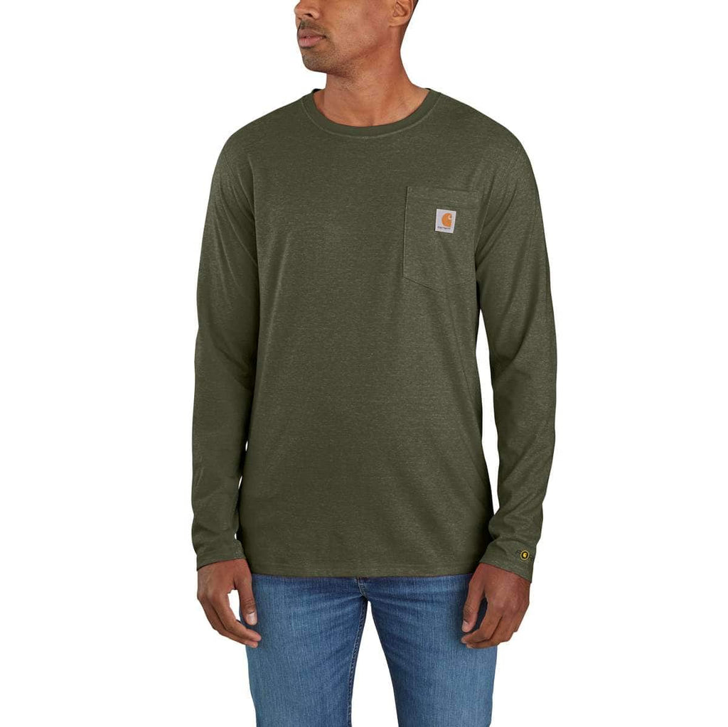Carhartt Force Long Sleeve Pocket T-Shirt — G73-Basil Heather, manufacturer product image
