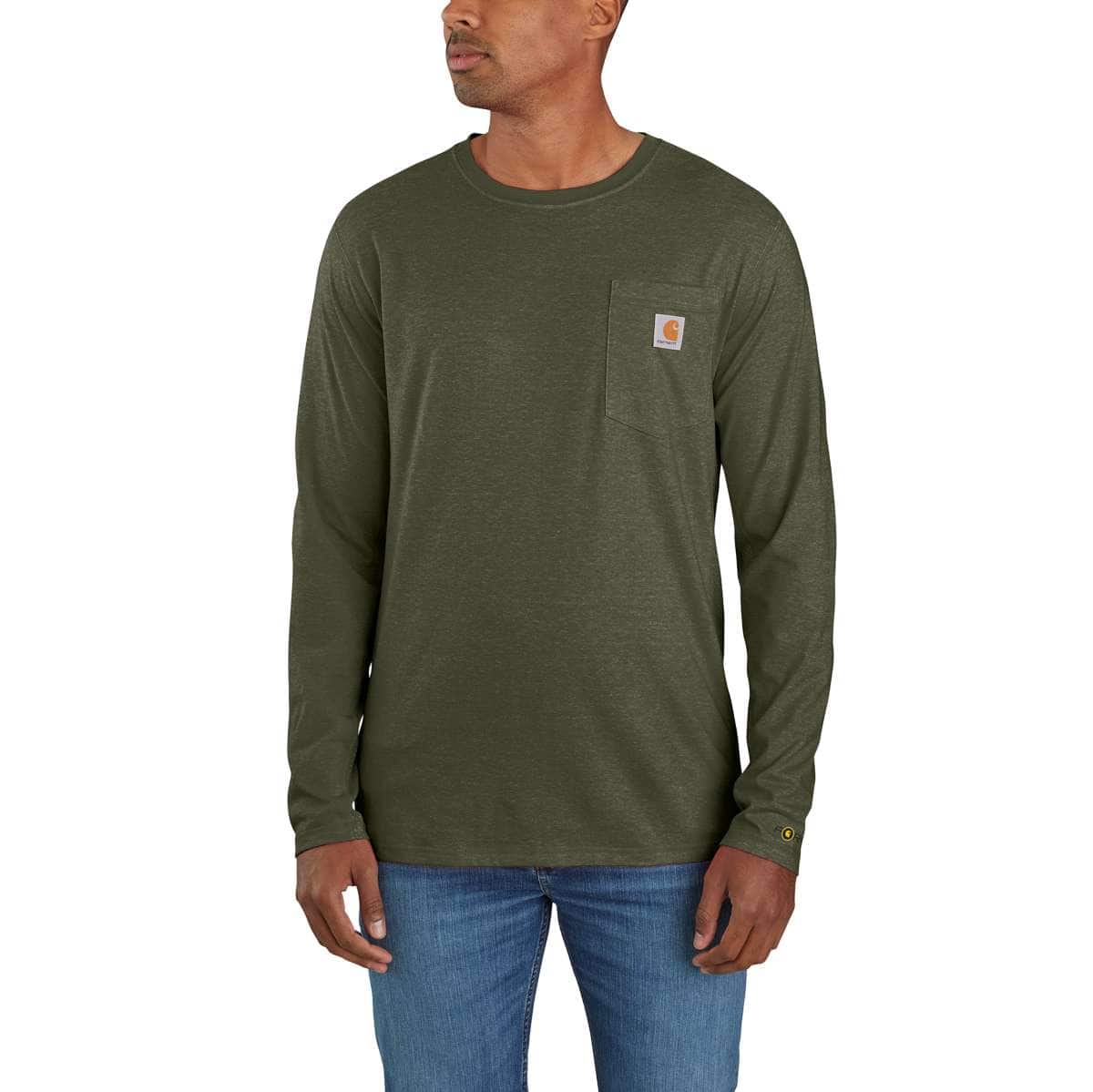 Carhartt Force Long Sleeve Pocket T-Shirt — G73-Basil Heather, manufacturer product image