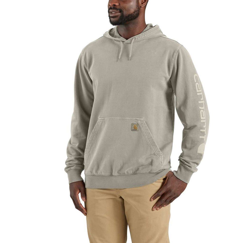 Carhartt Re-Engineered Relaxed Fit Midweight Garment Dyed French Terry Graphic Sweatshirt — E00-Greige, manufacturer product photo