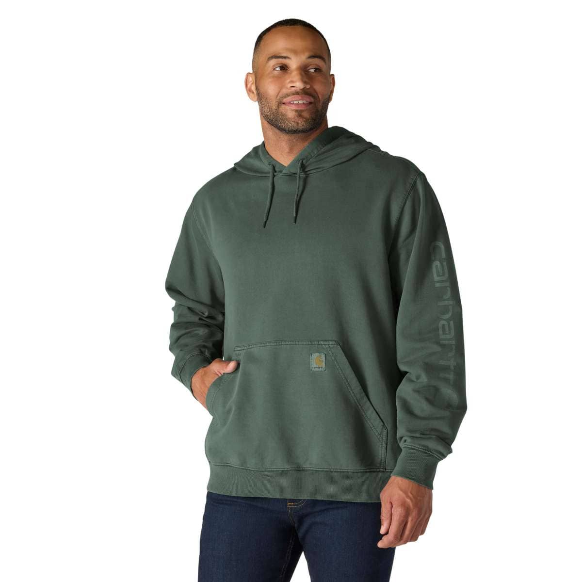 Carhartt Re-Engineered Relaxed Fit Midweight Garment Dyed French Terry Graphic Sweatshirt — G15-Forestry Green, manufacturer product photo